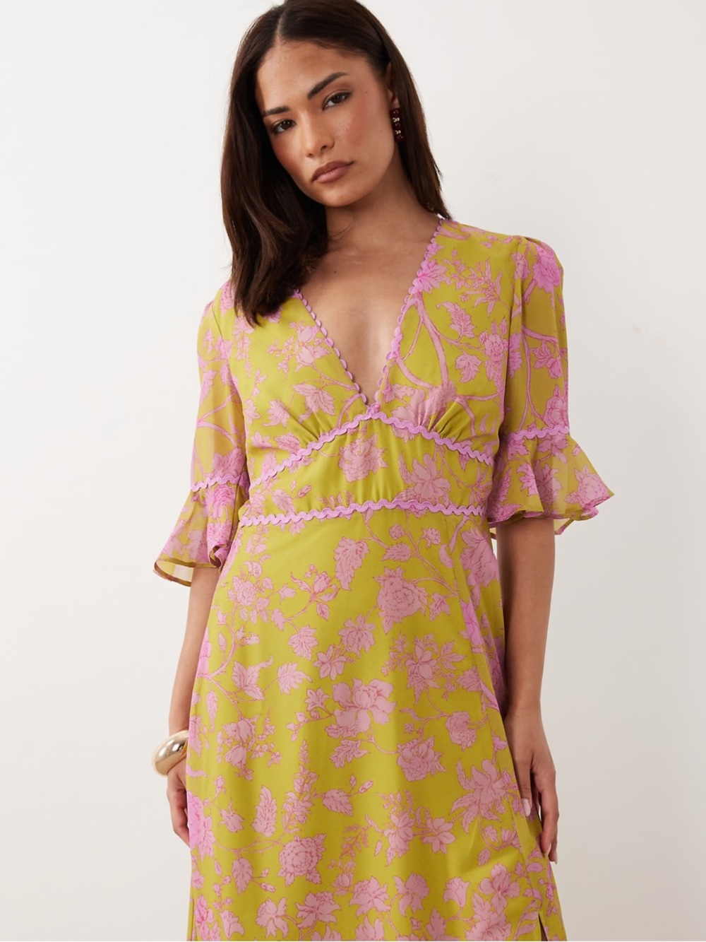 ASOS Hope & Ivy Petite size 10 maxi garden party dress with front slit